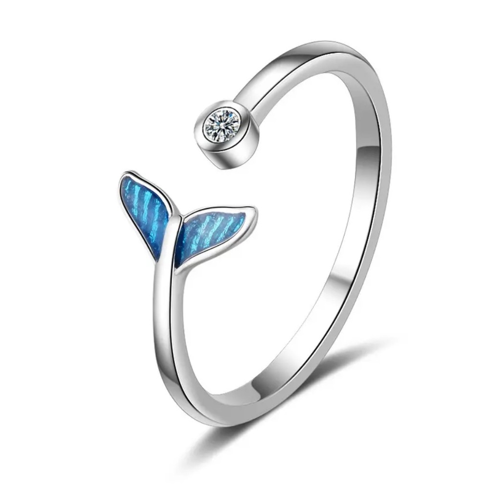 Silver Mermaid Tail CZ Ring